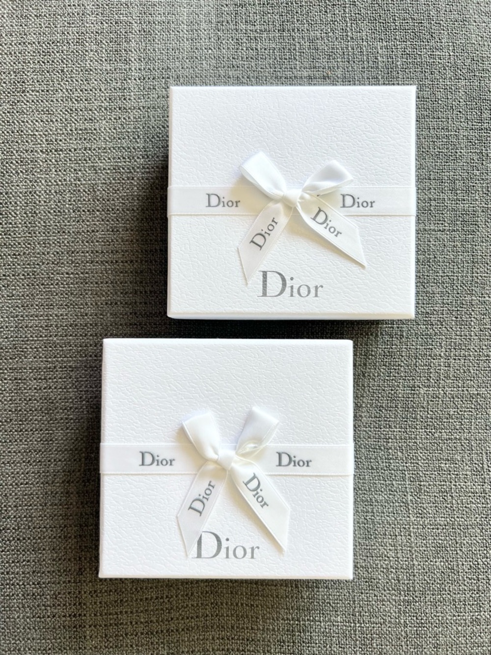 NEW Dior White Gift Boxes with Dior Logo Ribbon - set of 2